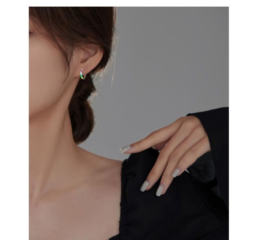 Earring Sterling Glaze Hoop Silver