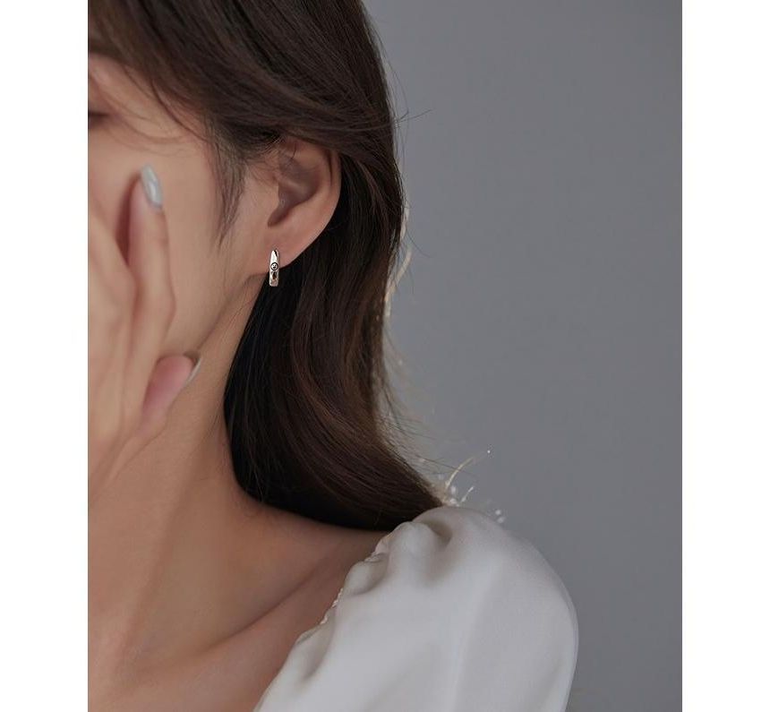 Smiley Sterling Silver Hoop Earring