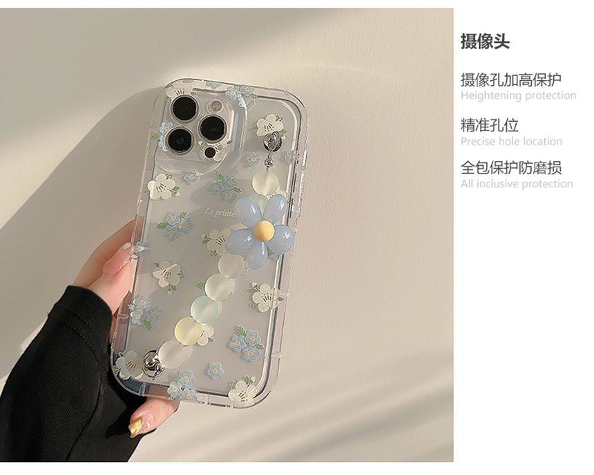 Phone Strap Case Transparent Floral