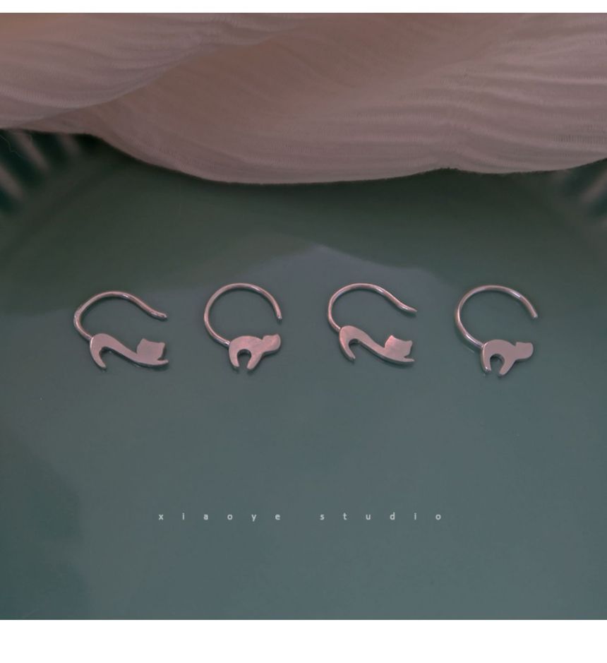 Earring Silver Cat Sterling