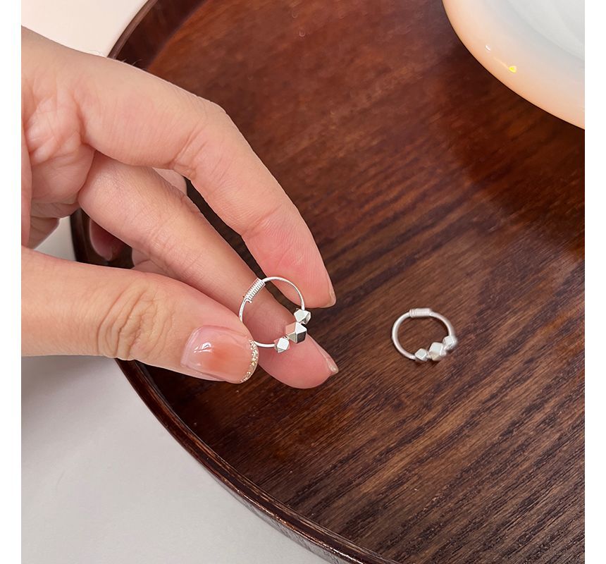 Silver Earring Hoop Sterling Bead