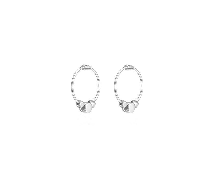 Silver Earring Hoop Sterling Bead