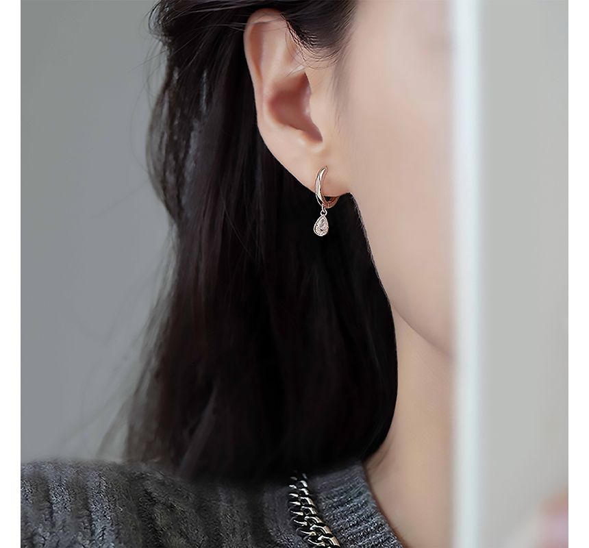 Rhinestone Silver Earring Sterling Dangle Droplet