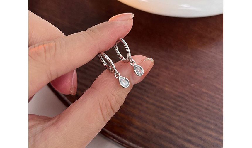 Rhinestone Silver Earring Sterling Dangle Droplet