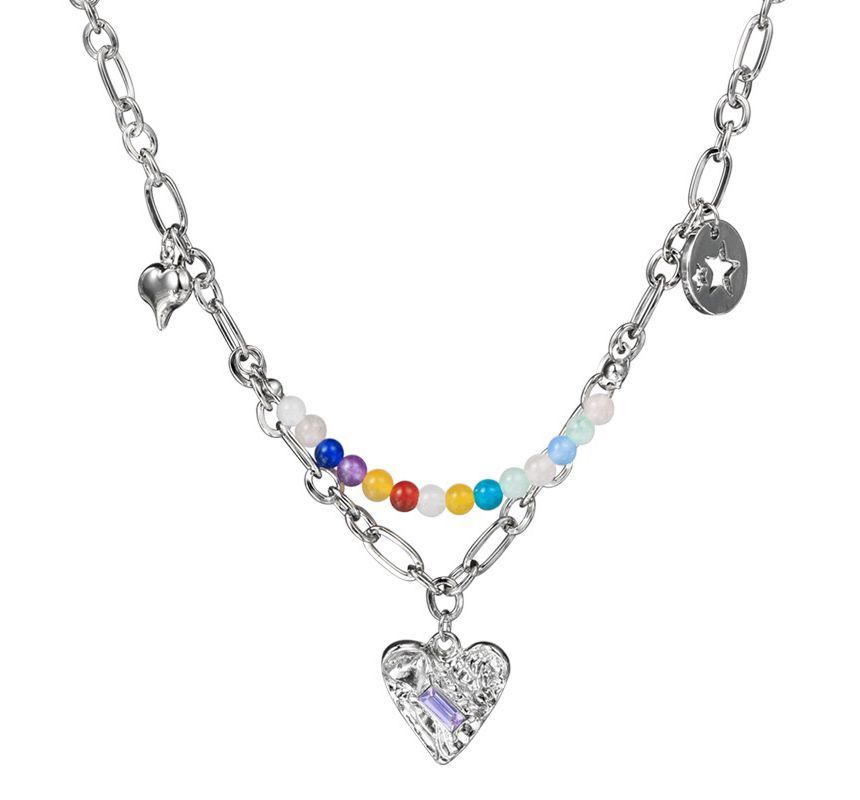 Heart Choker Silver Bead Pendant Sterling