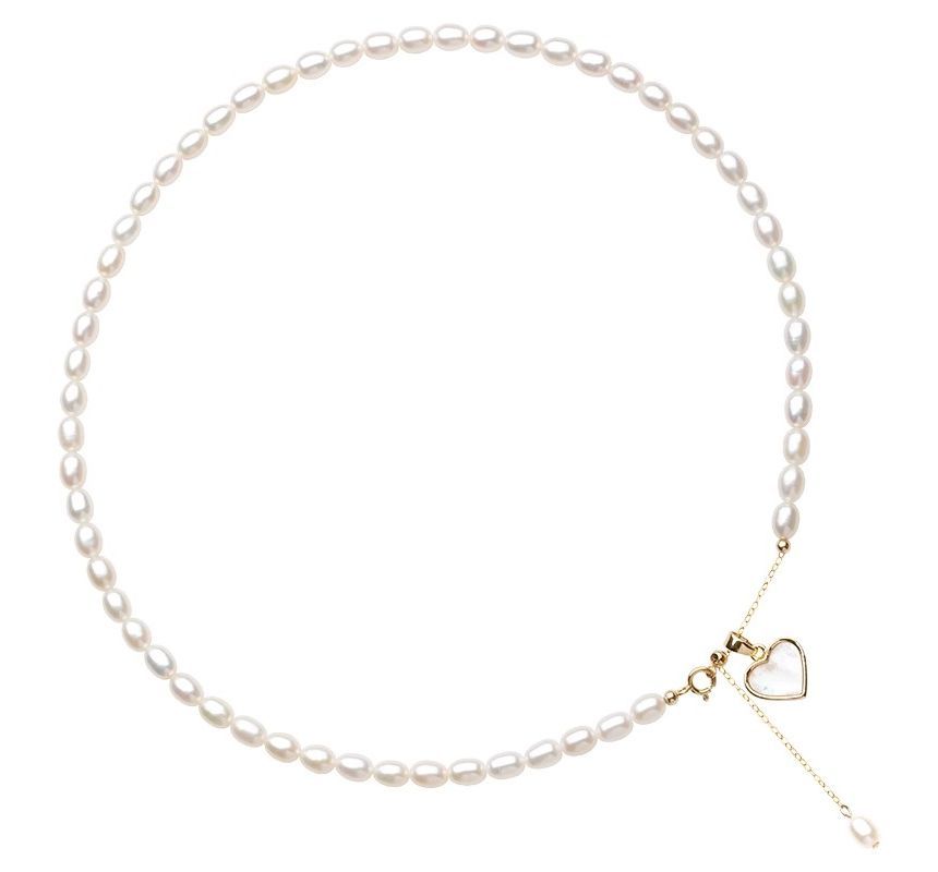 Shell Pearl Heart Pendant Choker Faux