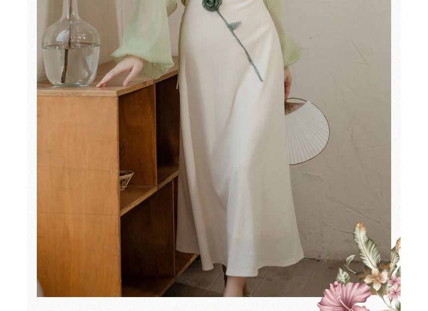 Set: Spaghetti Strap Flower Midi A-Line Dress + Light Jacket