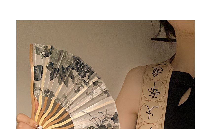 / Hand Chinese Fan Character Traditional Scrunchie