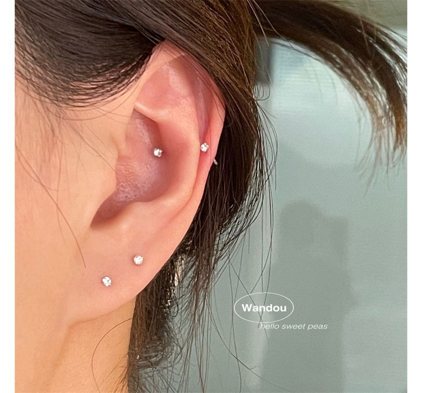 Rhinestone Stud Earring 2 Set: Pair Alloy