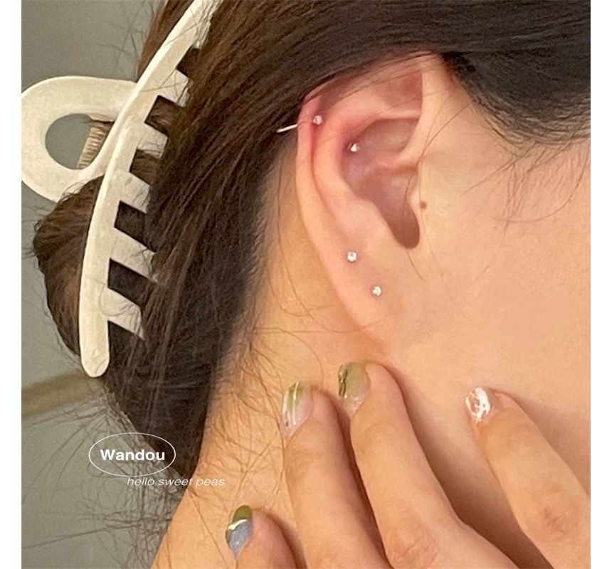 Rhinestone Stud Earring 2 Set: Pair Alloy