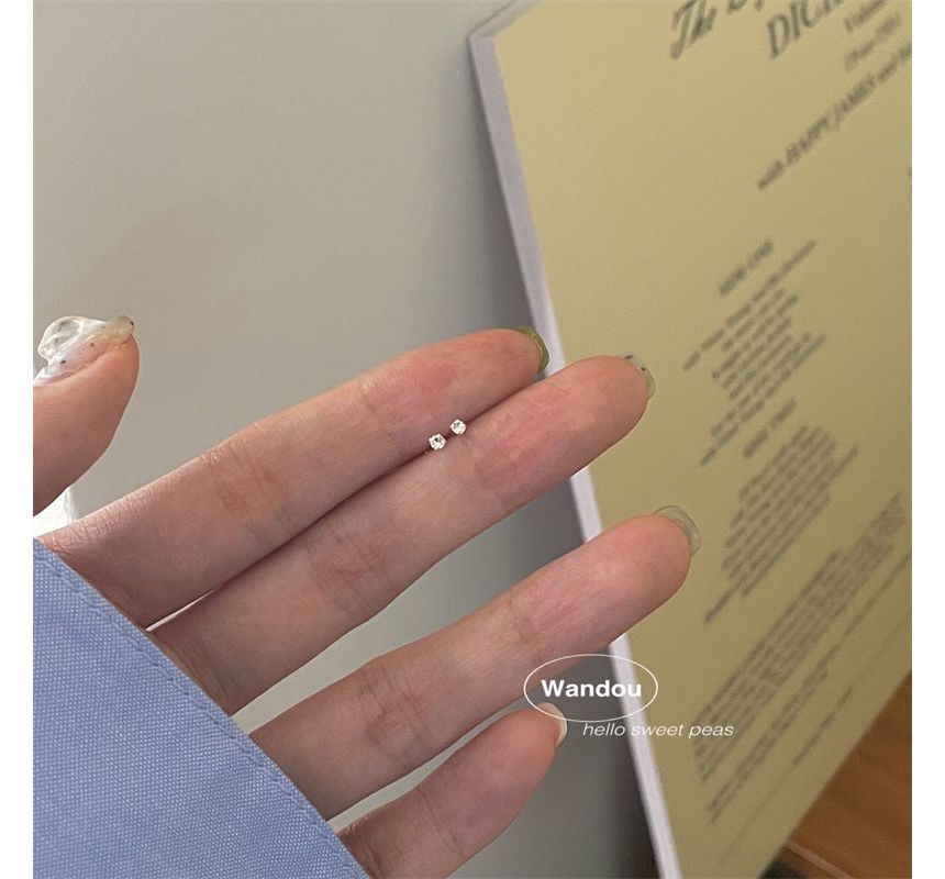 Rhinestone Stud Earring 2 Set: Pair Alloy