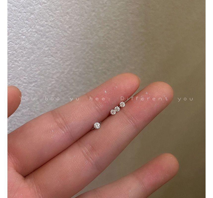 Rhinestone Stud Earring 2 Set: Pair Alloy