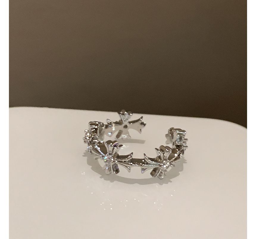 Ring Cross / Set Faux Moonstone Open