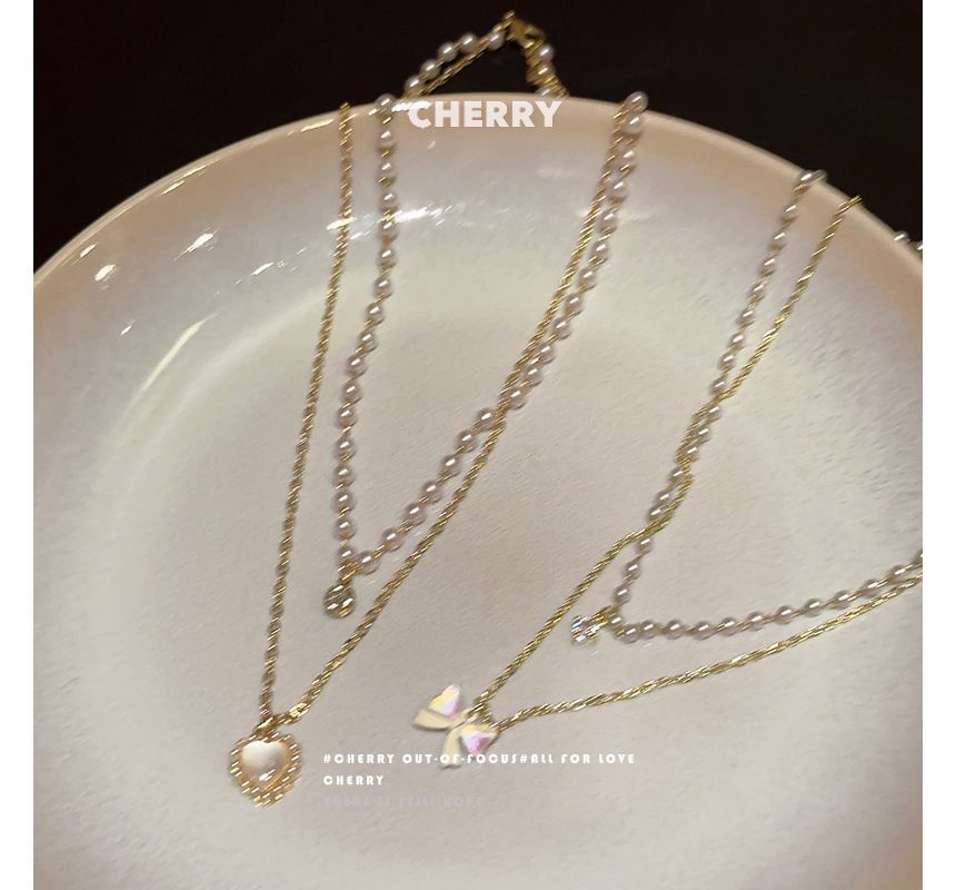 Layered Pearl Faux Necklace