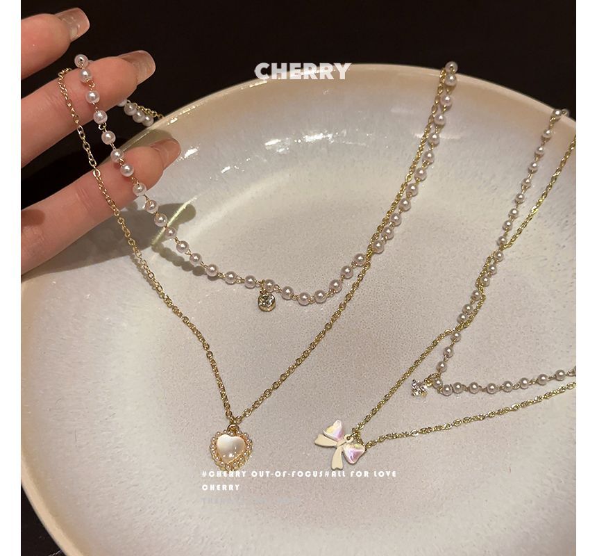 Layered Pearl Faux Necklace