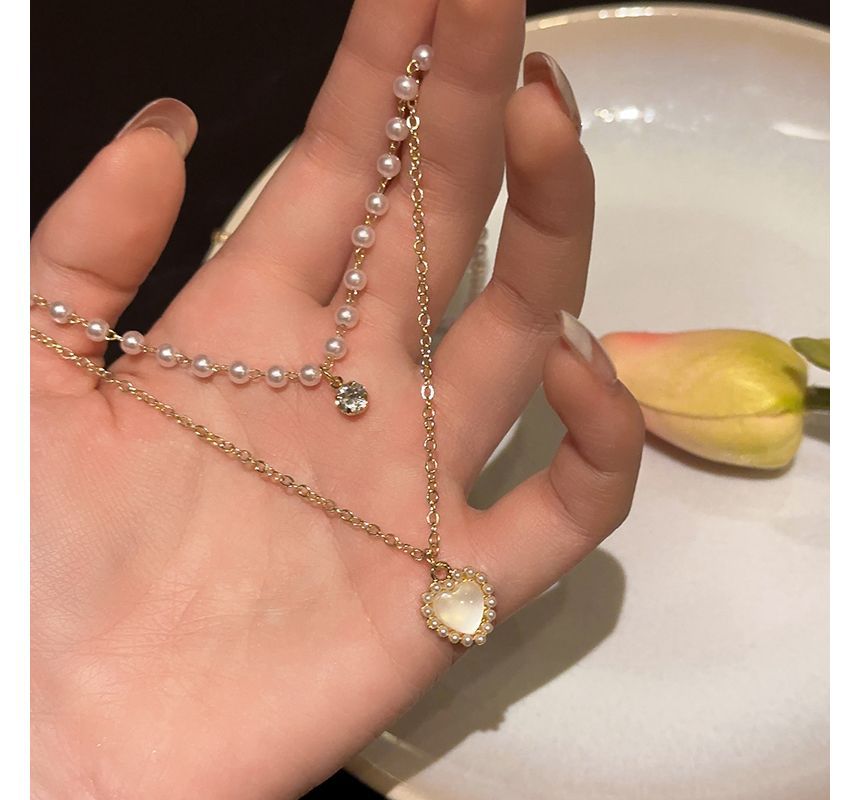 Layered Pearl Faux Necklace
