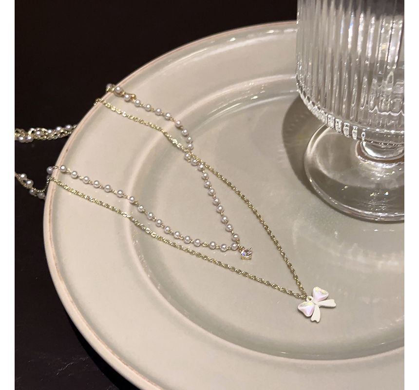 Layered Pearl Faux Necklace
