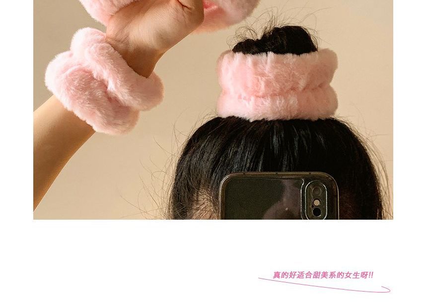 Band Chenille Headband Hair Wrist Tie / Peach