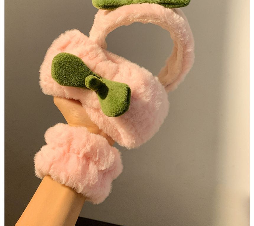 Band Chenille Headband Hair Wrist Tie / Peach
