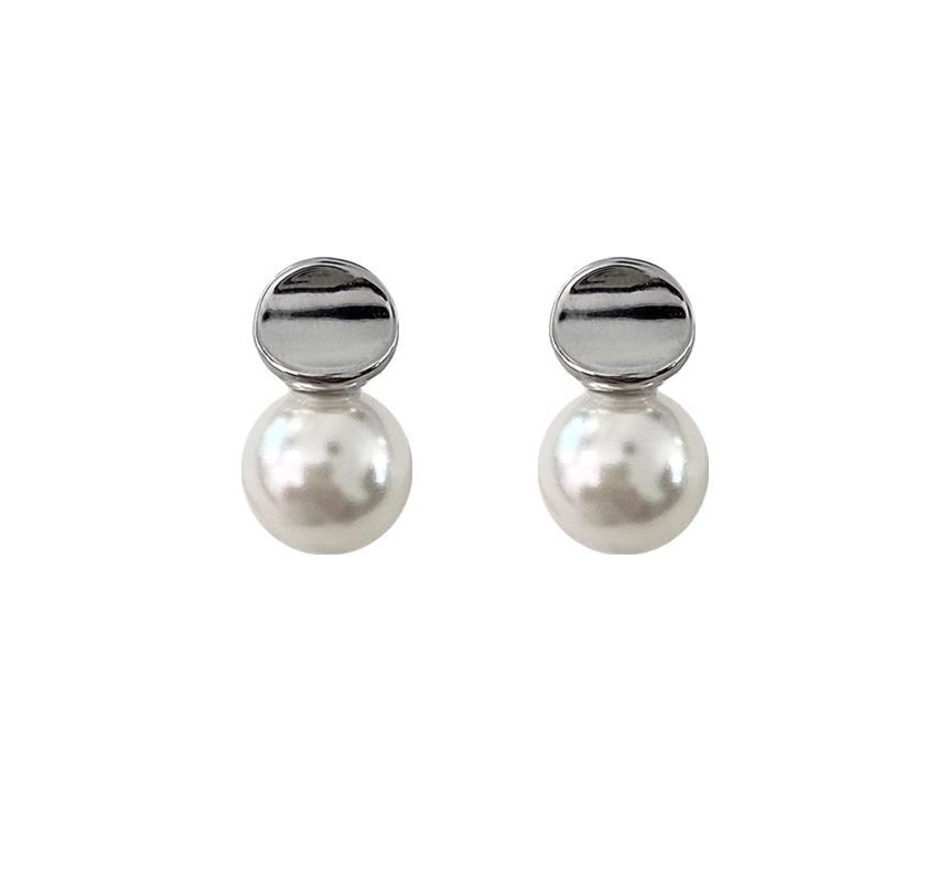 Silver Sterling Drop Earring Pearl Faux