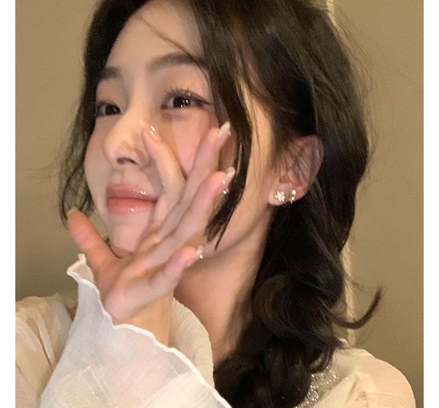 Pearl Cuff Star Faux Ear Alloy Rhinestone