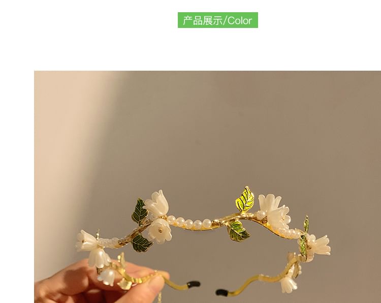 Faux Pearl Headband Floral