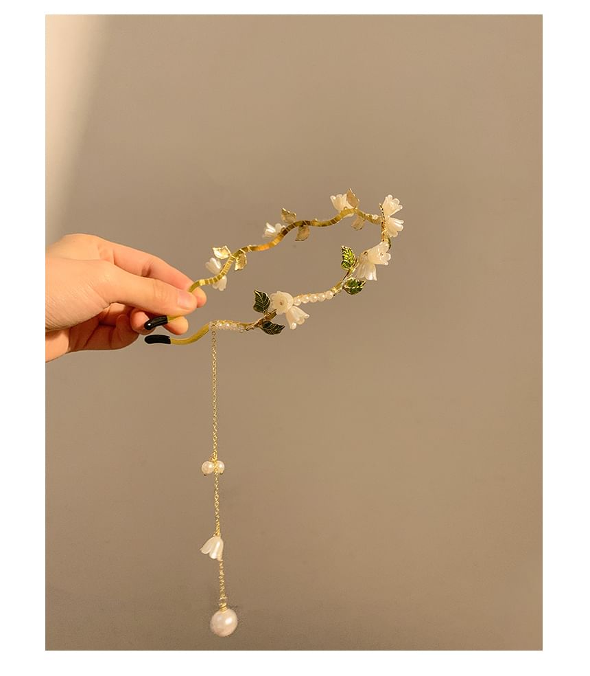Faux Pearl Headband Floral