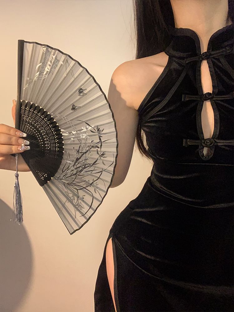 Foldable Fabric Fan Designs) Hand (Various Floral