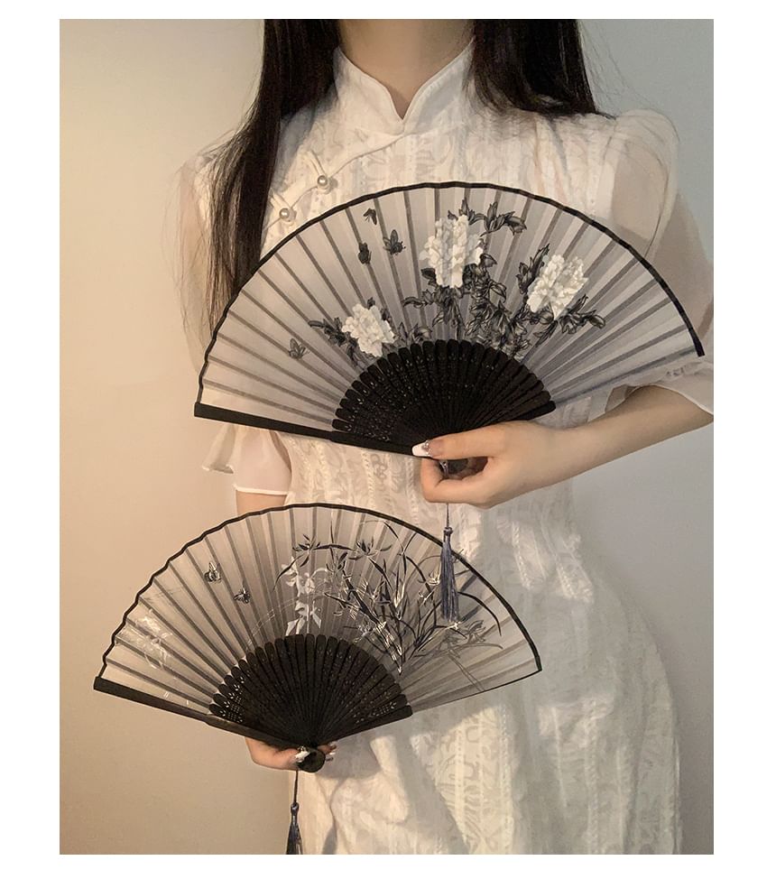 Foldable Fabric Fan Designs) Hand (Various Floral