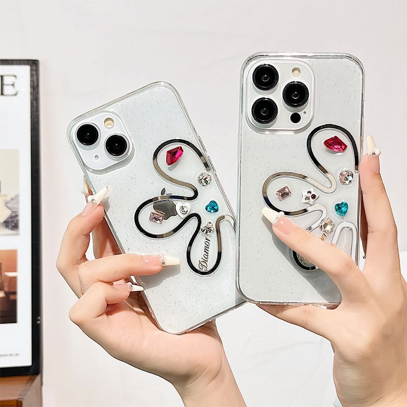 Floral Case Rhinestone Phone