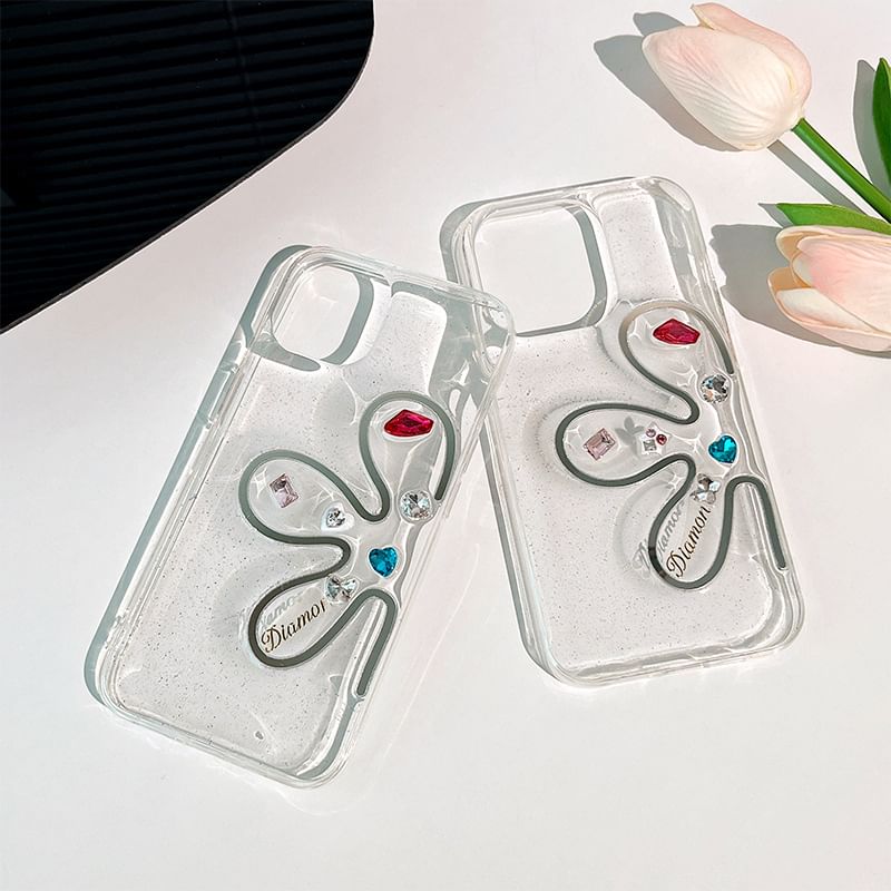 Floral Case Rhinestone Phone