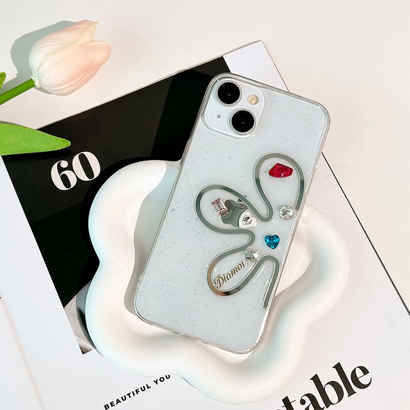 Floral Case Rhinestone Phone