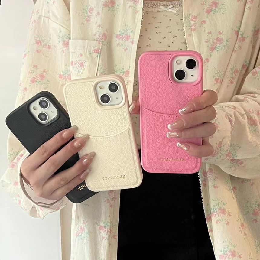 Card Leather Holder Phone Case Faux Lettering