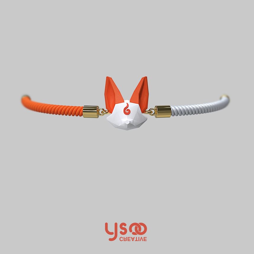 Fox Bracelet Acrylic Poly Low Cord