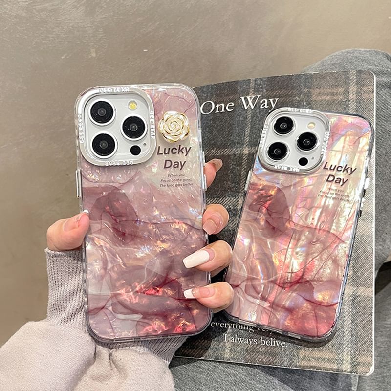 Floral Print Marble Case Phone