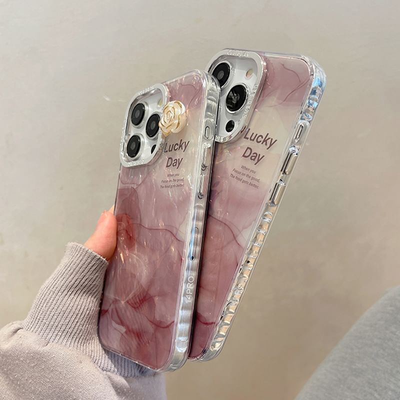 Floral Print Marble Case Phone