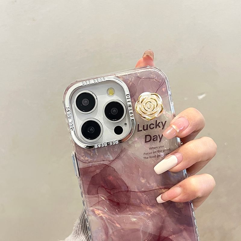Floral Print Marble Case Phone