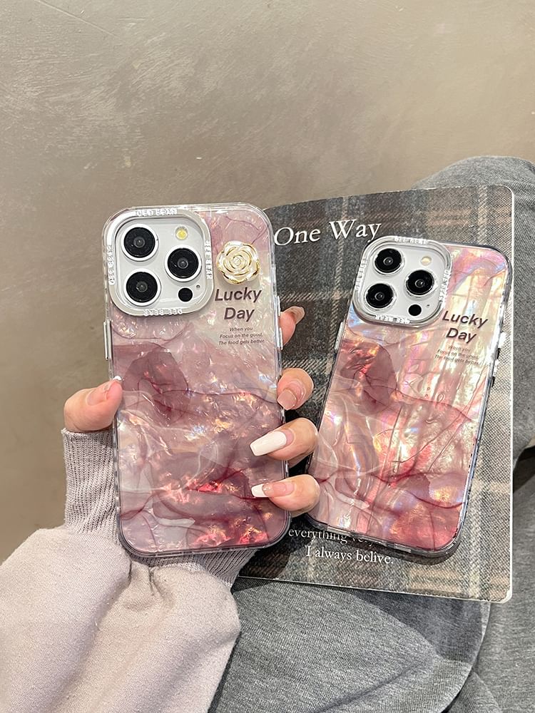 Floral Print Marble Case Phone