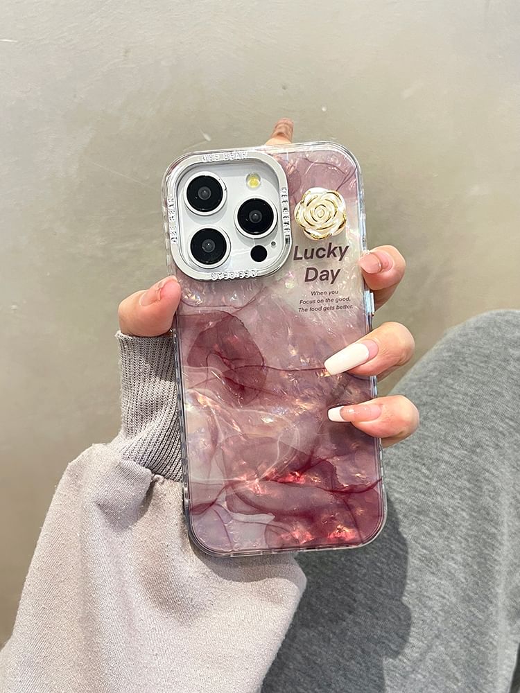 Floral Print Marble Case Phone