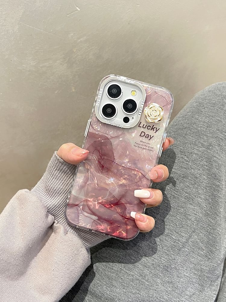 Floral Print Marble Case Phone