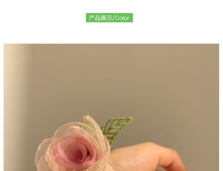Clip Faux Scrunchie Pearl Hair Designs) Rose / Mesh Tie (Various Clamp