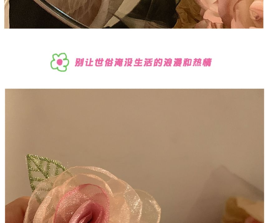 Clip Faux Scrunchie Pearl Hair Designs) Rose / Mesh Tie (Various Clamp
