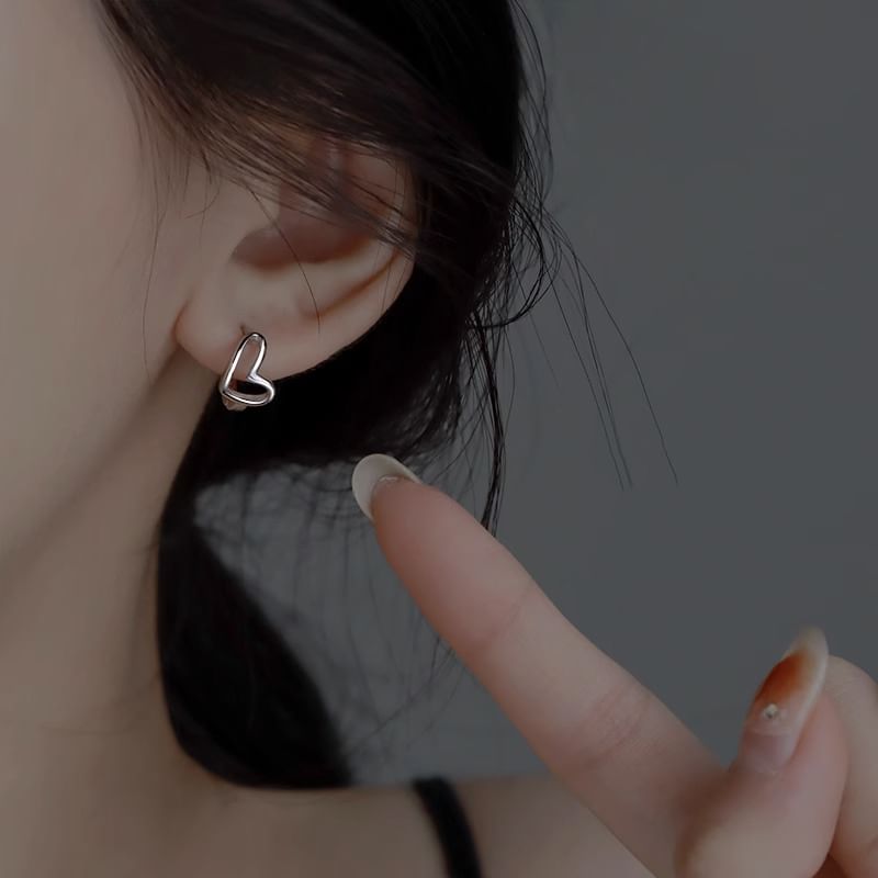 Heart Huggie Earring Sterling Silver