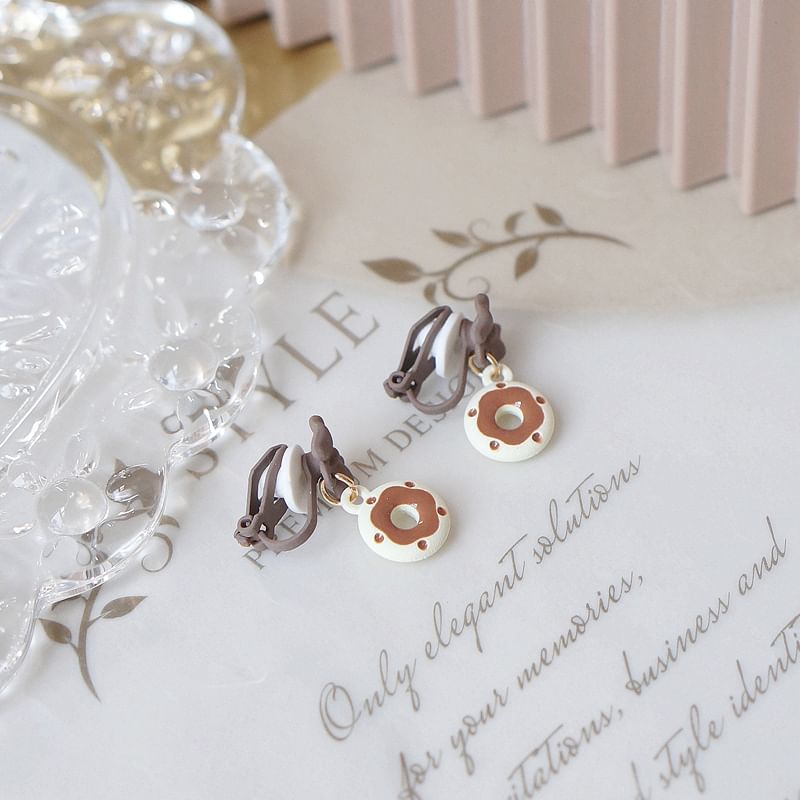 Cheese Earring Alloy Donut / Drop