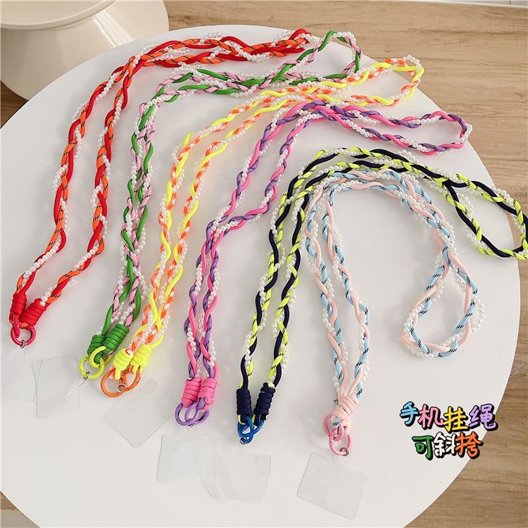 Braided Phone Lanyard Pearl Pad Faux with