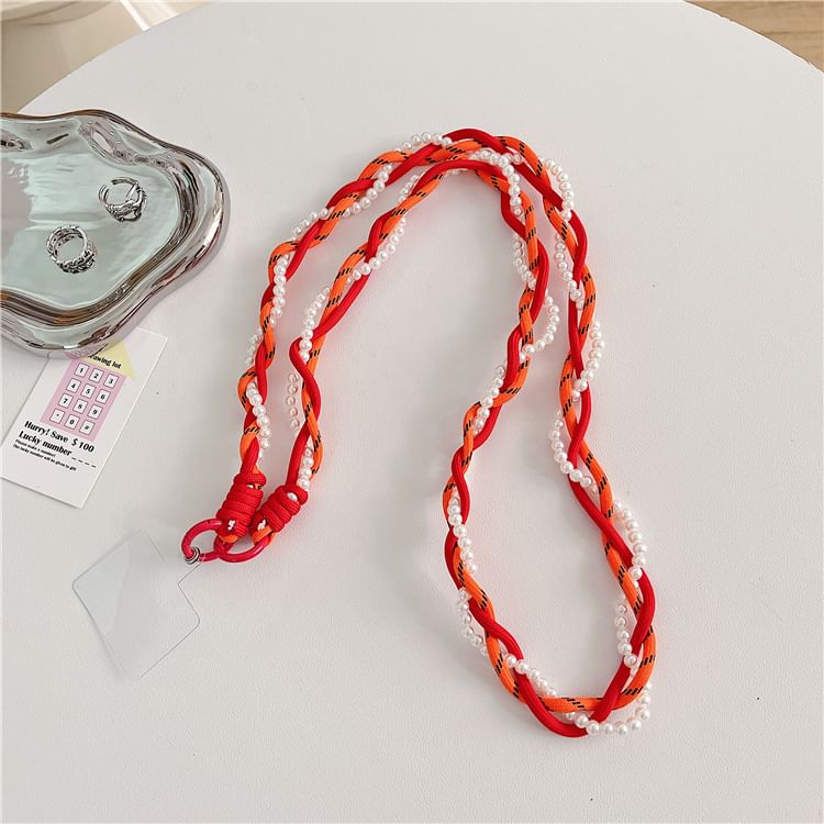 Braided Phone Lanyard Pearl Pad Faux with