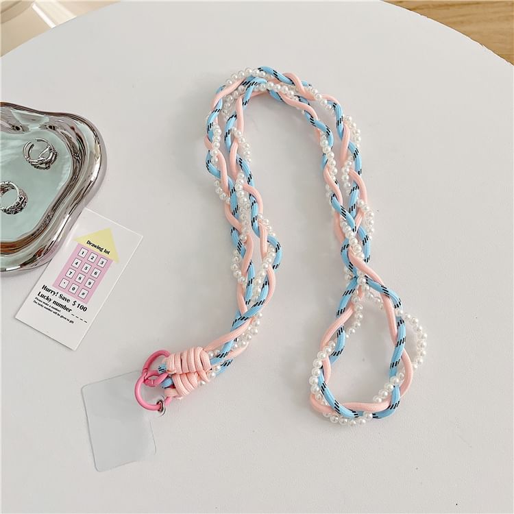 Braided Phone Lanyard Pearl Pad Faux with