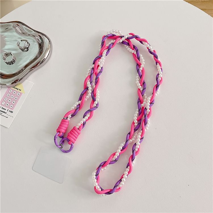 Braided Phone Lanyard Pearl Pad Faux with