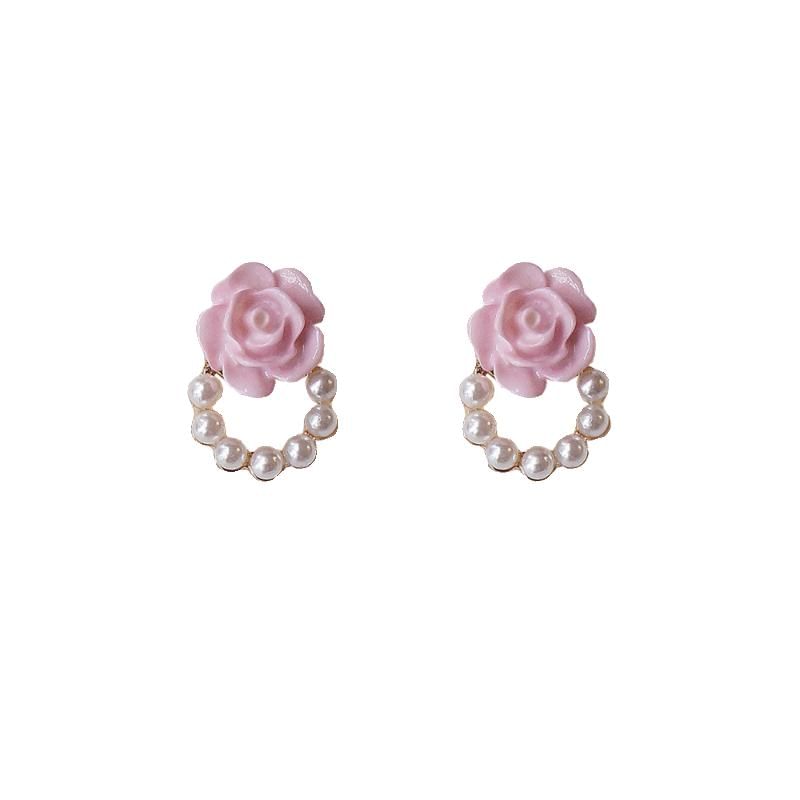 Stud Floral Faux Earring Alloy Pearl