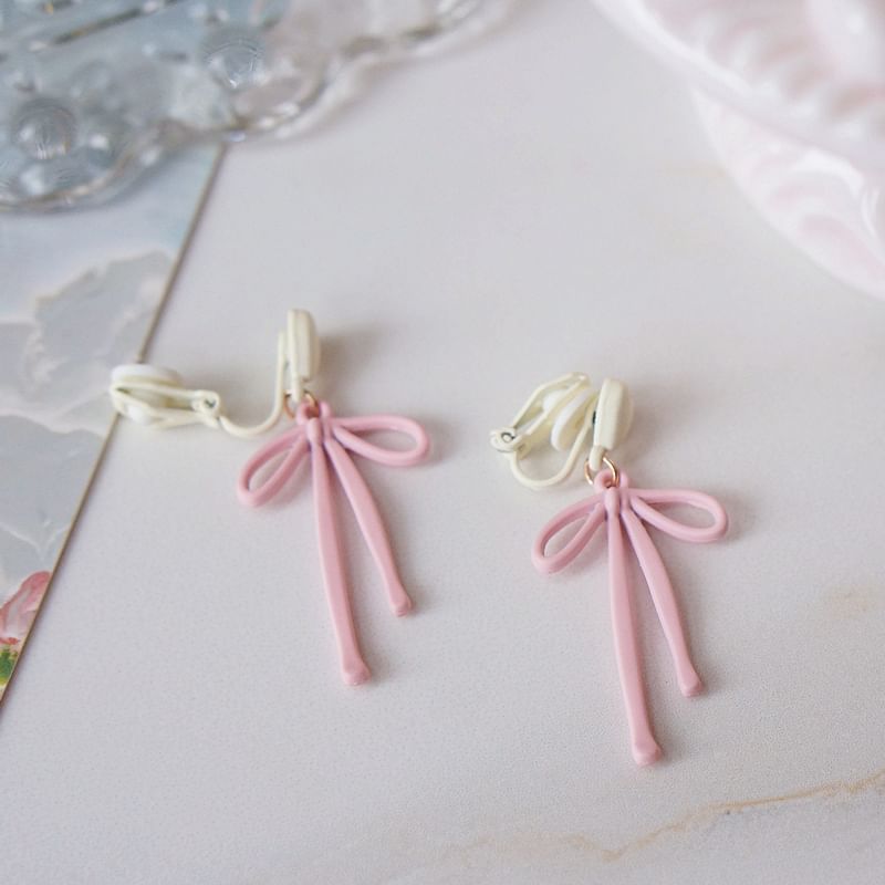 Drop Earring Heart Bow Alloy